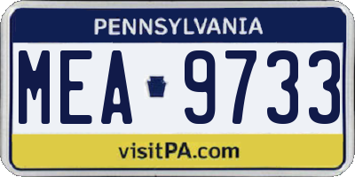 PA license plate MEA9733