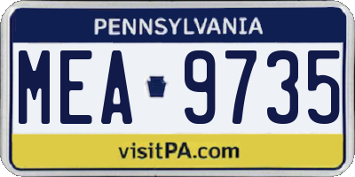 PA license plate MEA9735