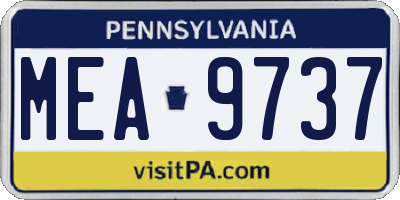 PA license plate MEA9737
