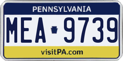 PA license plate MEA9739