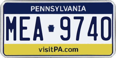 PA license plate MEA9740