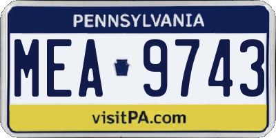 PA license plate MEA9743