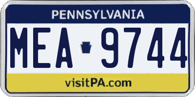 PA license plate MEA9744
