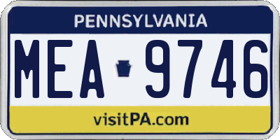 PA license plate MEA9746