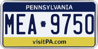 PA license plate MEA9750