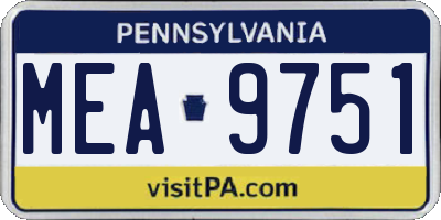 PA license plate MEA9751