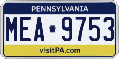 PA license plate MEA9753