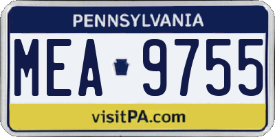 PA license plate MEA9755