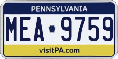 PA license plate MEA9759