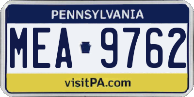 PA license plate MEA9762