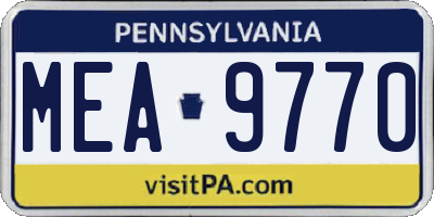 PA license plate MEA9770