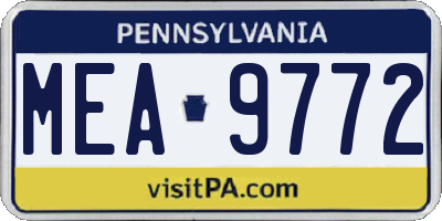 PA license plate MEA9772