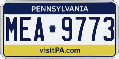 PA license plate MEA9773