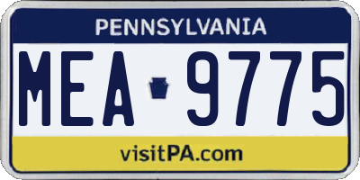 PA license plate MEA9775