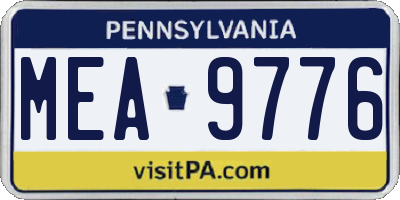 PA license plate MEA9776