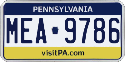 PA license plate MEA9786