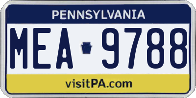 PA license plate MEA9788