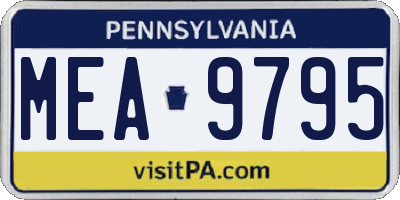 PA license plate MEA9795