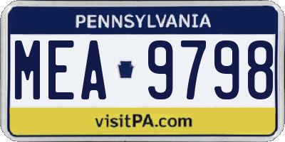 PA license plate MEA9798