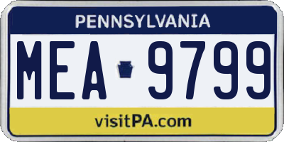 PA license plate MEA9799