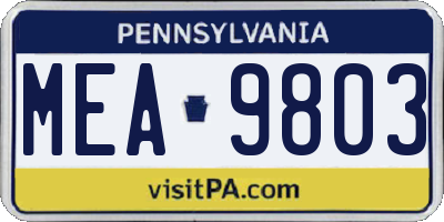 PA license plate MEA9803