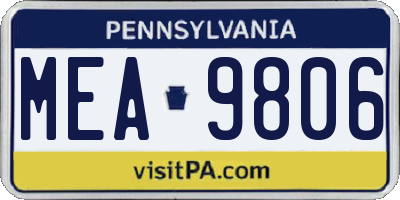 PA license plate MEA9806