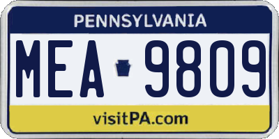 PA license plate MEA9809