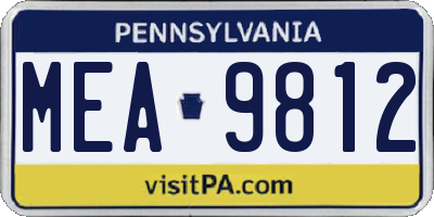 PA license plate MEA9812
