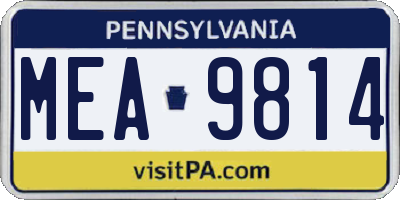 PA license plate MEA9814