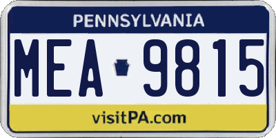 PA license plate MEA9815