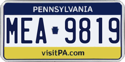 PA license plate MEA9819