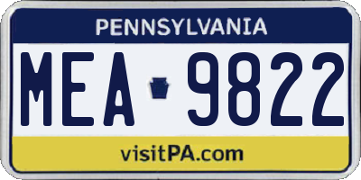 PA license plate MEA9822