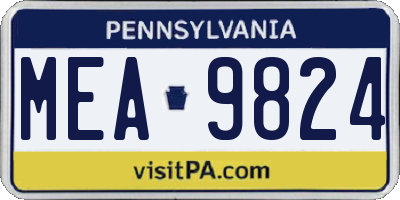 PA license plate MEA9824