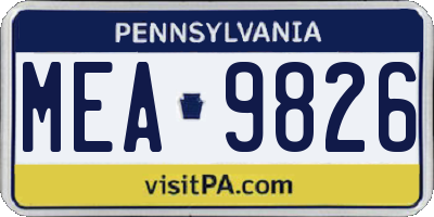 PA license plate MEA9826