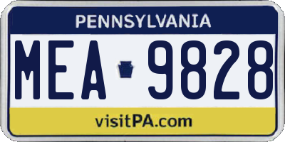 PA license plate MEA9828