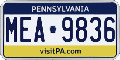 PA license plate MEA9836