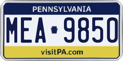 PA license plate MEA9850