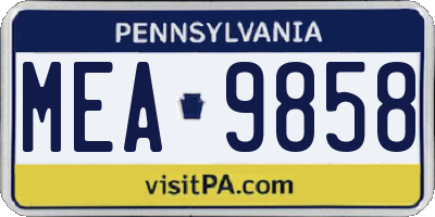 PA license plate MEA9858