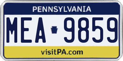PA license plate MEA9859