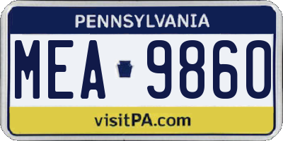 PA license plate MEA9860