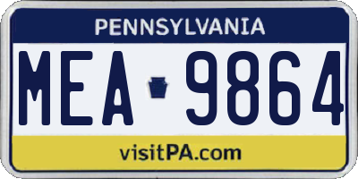 PA license plate MEA9864