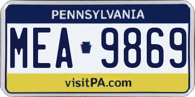 PA license plate MEA9869