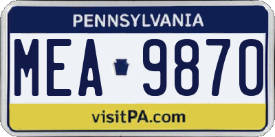 PA license plate MEA9870