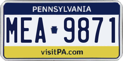 PA license plate MEA9871