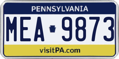 PA license plate MEA9873