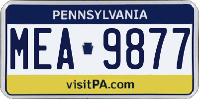 PA license plate MEA9877