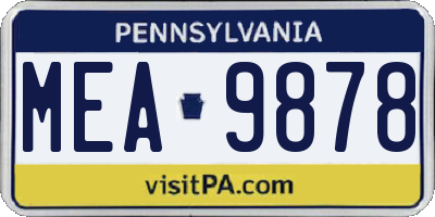 PA license plate MEA9878