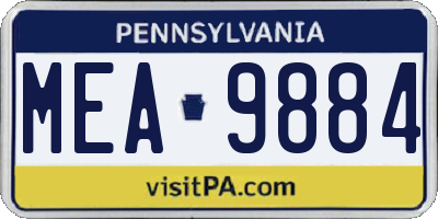 PA license plate MEA9884