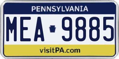 PA license plate MEA9885