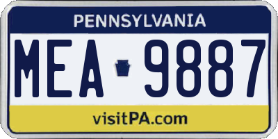 PA license plate MEA9887
